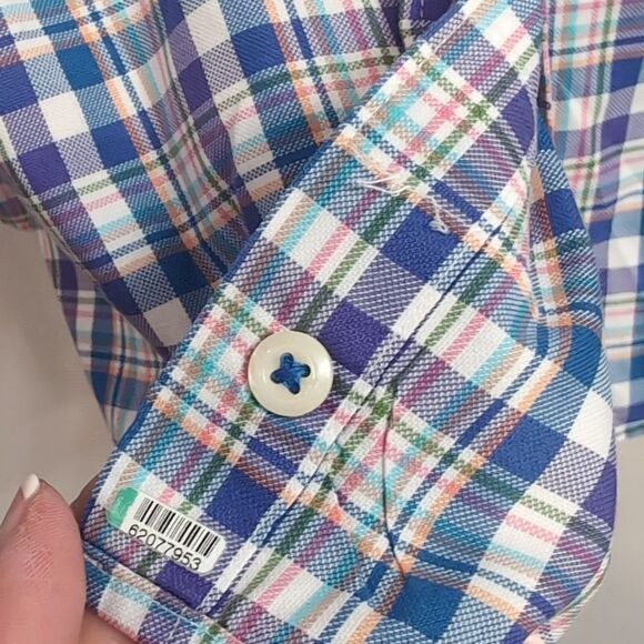 Peter Millar 100% Cotton Plaid Long Sleeve Button Shirt Sz 4XL - Picture 5 of 6